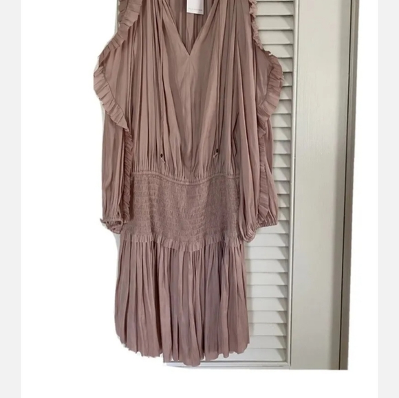 Ulla Johnson Blush Pink Satin Isla Cold Shoulder - Picture 3 of 7